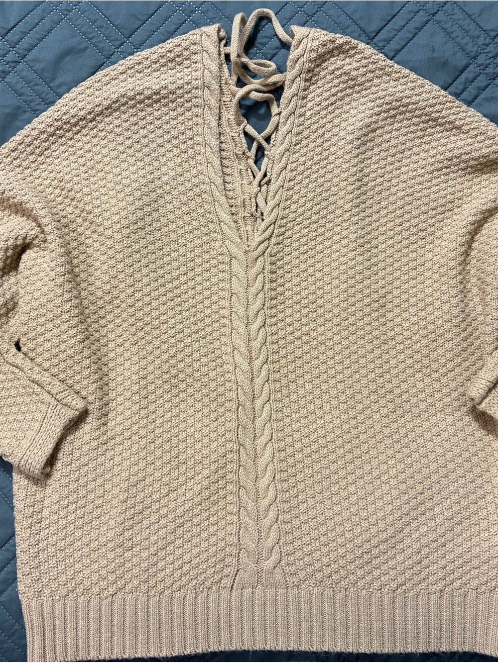 Lace-Up Cable Knit Sweater